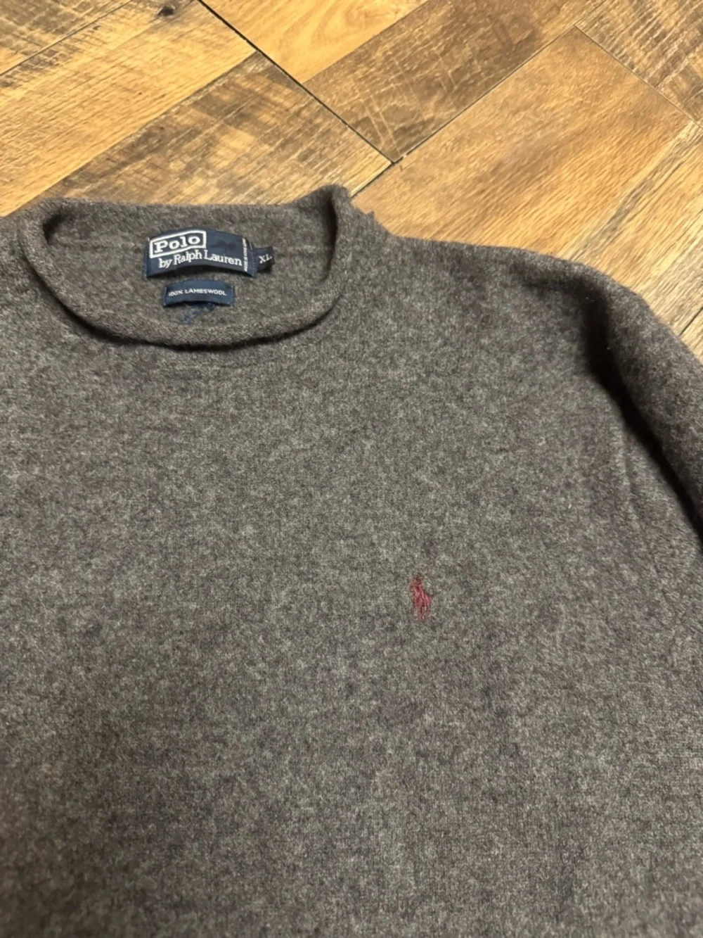 Ralph Lauren Charcoal Lambswool Crewneck Sweater with Polo Logo - Picture 2 of 9